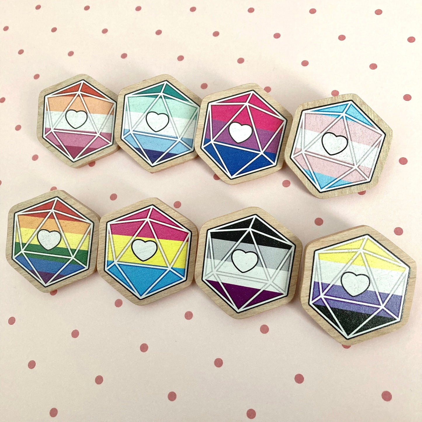 Pride Dice Wooden Pins