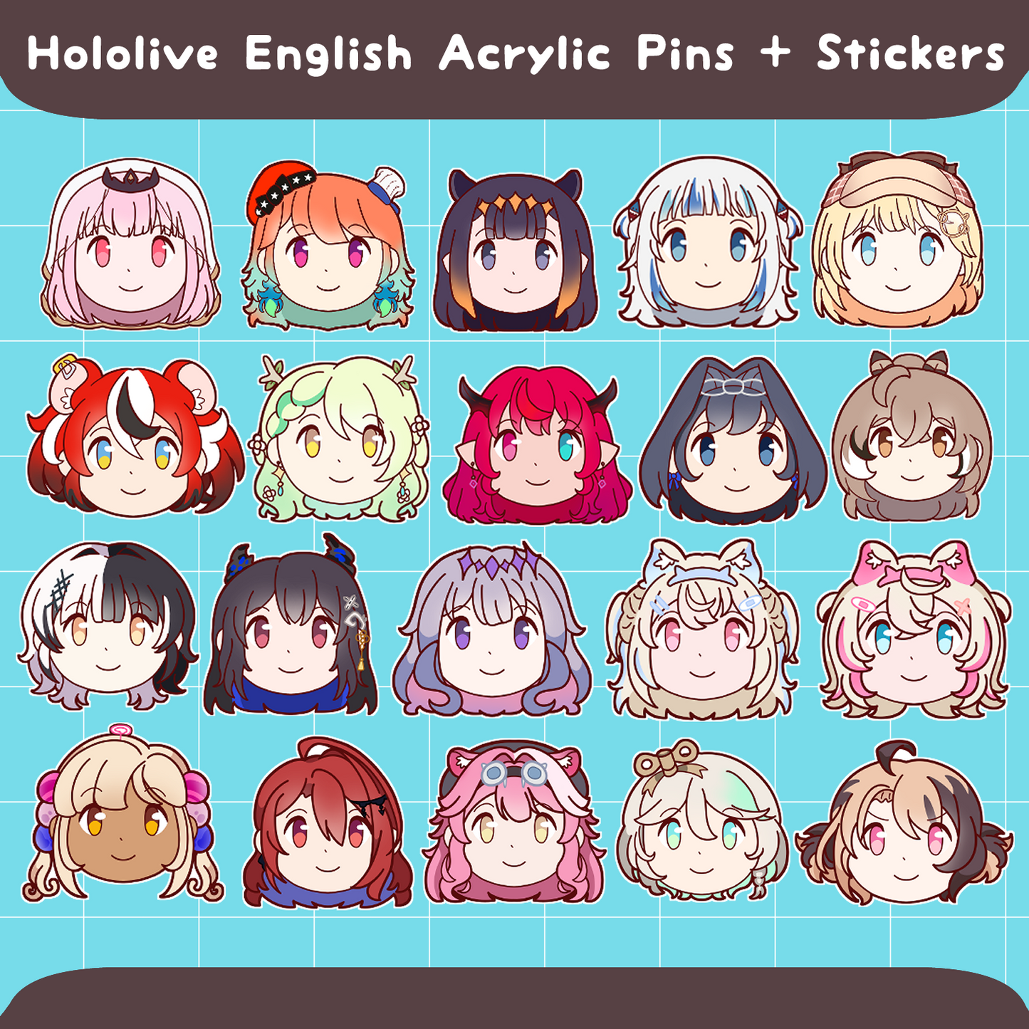 Hololive English Acrylic Pins & Stickers