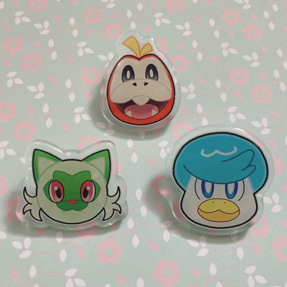 Paldea Starter Acrylic Pins