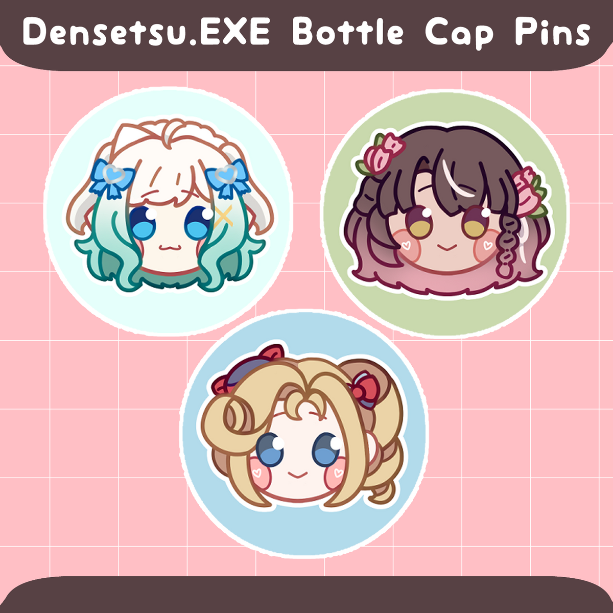Densetsu.EXE Bottle Cap Pins